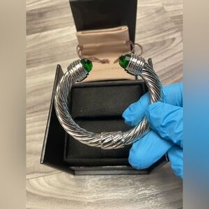 David Yurman Cable Classics Bracelet – Sterling Silver w/ Green Onyx